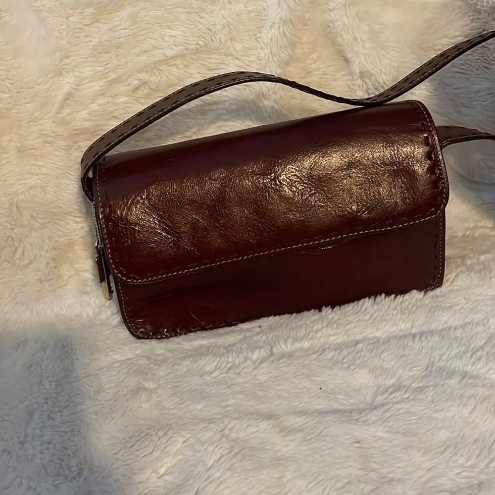 VINTAGE FOSSIL Brown Leather Shoulder Handbag